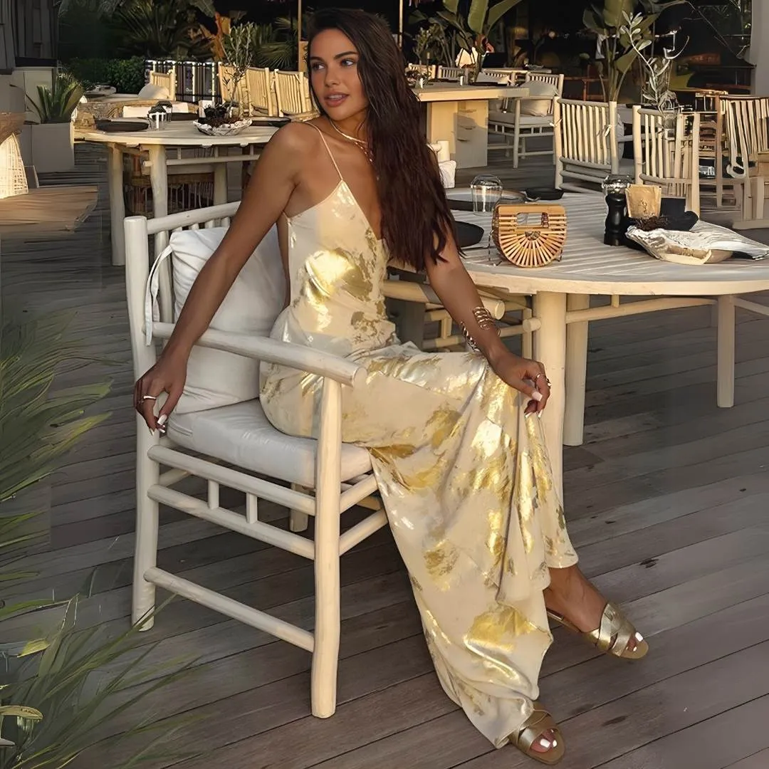 Hazel™ | Metallic Maxi Dress