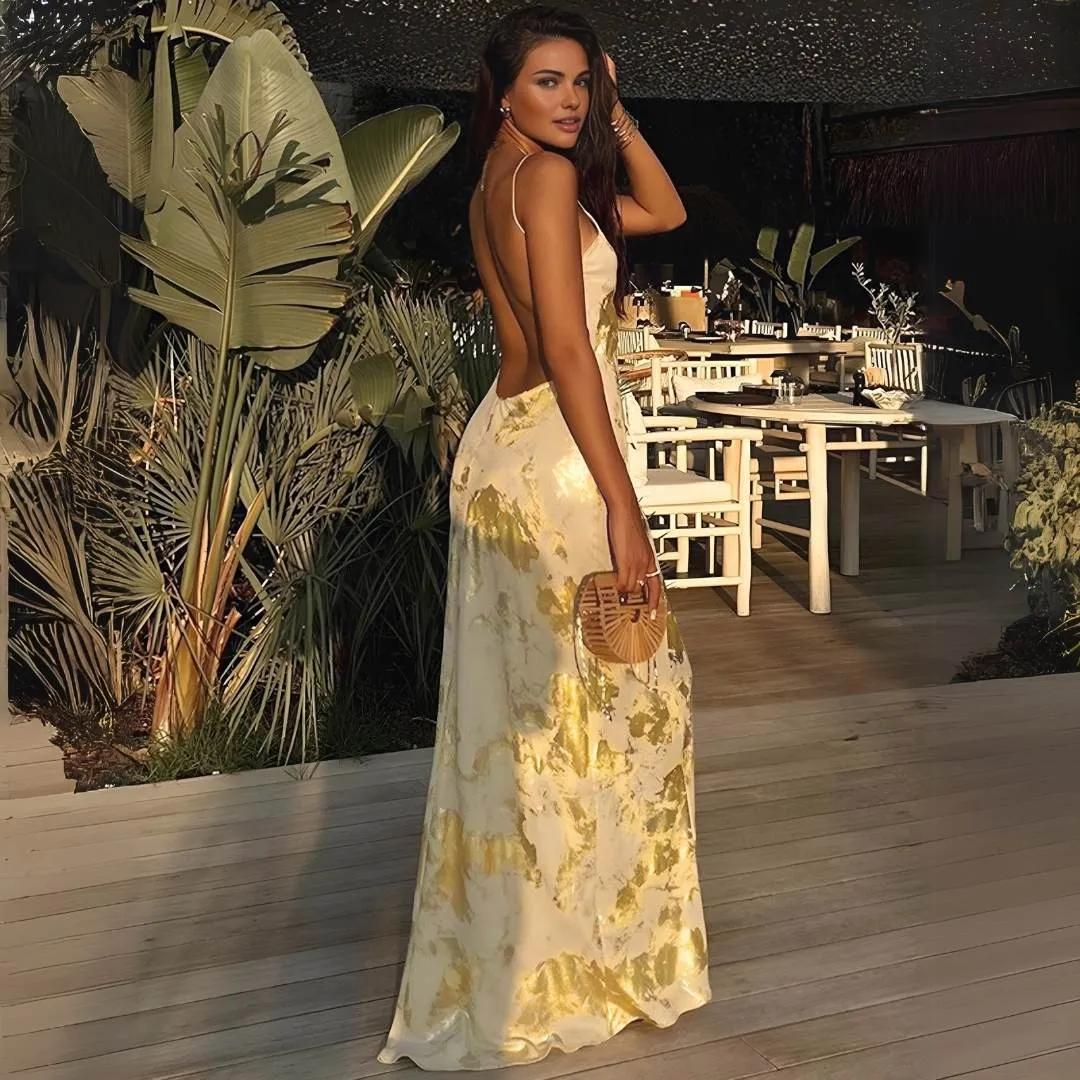 Hazel™ | Metallic Maxi Dress