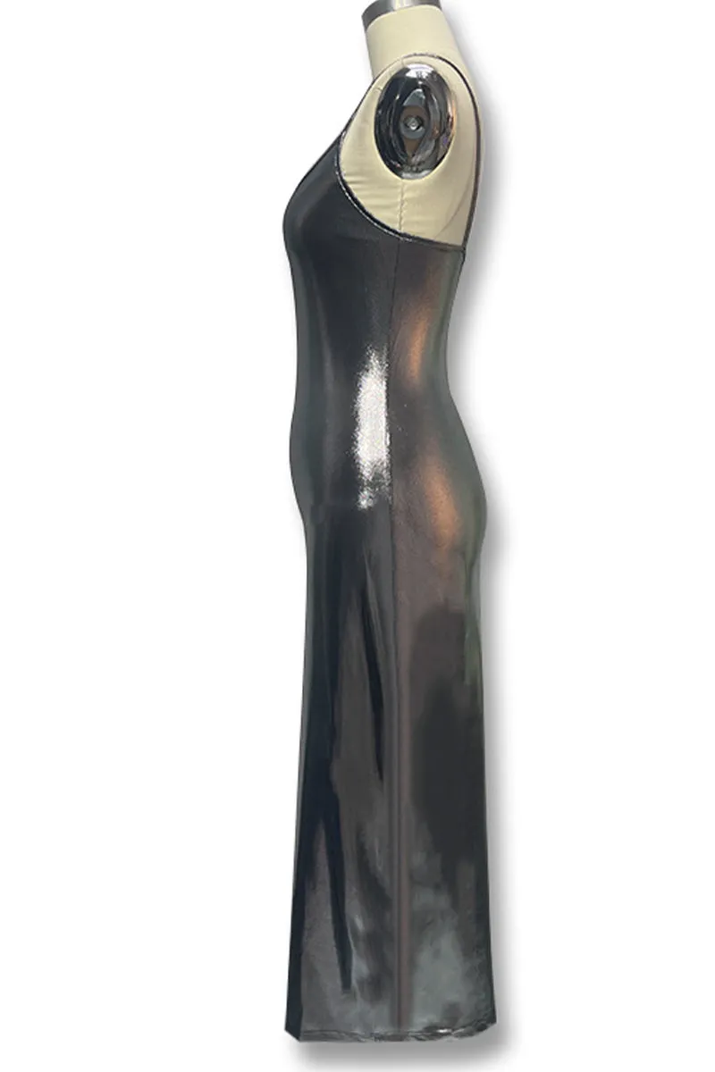 HBP3044 Sleeveless Metallic Maxi Dress