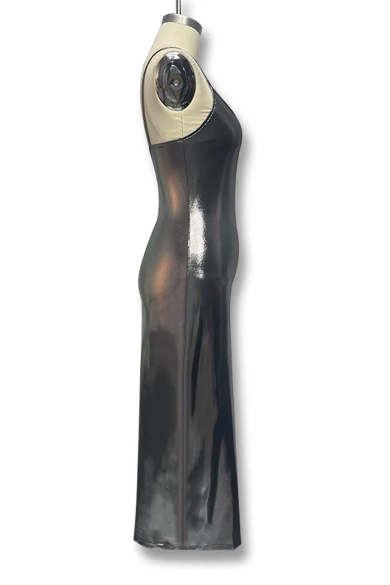 HBP3044 Sleeveless Metallic Maxi Dress