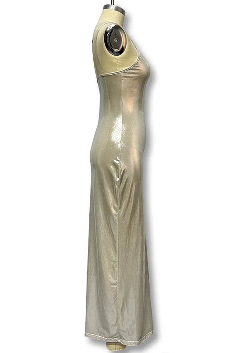 HBP3044 Sleeveless Metallic Maxi Dress