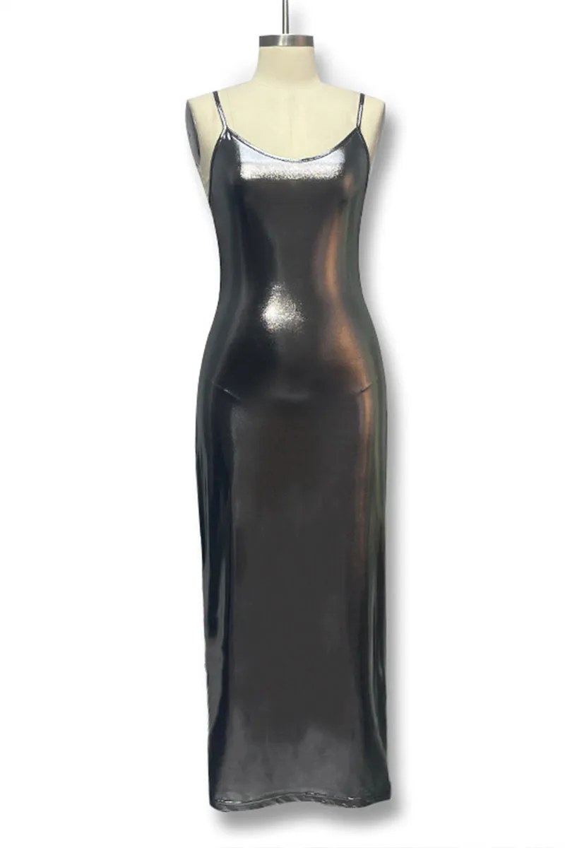 HBP3044 Sleeveless Metallic Maxi Dress