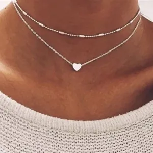 Heart Shaped Layered Chain Necklace