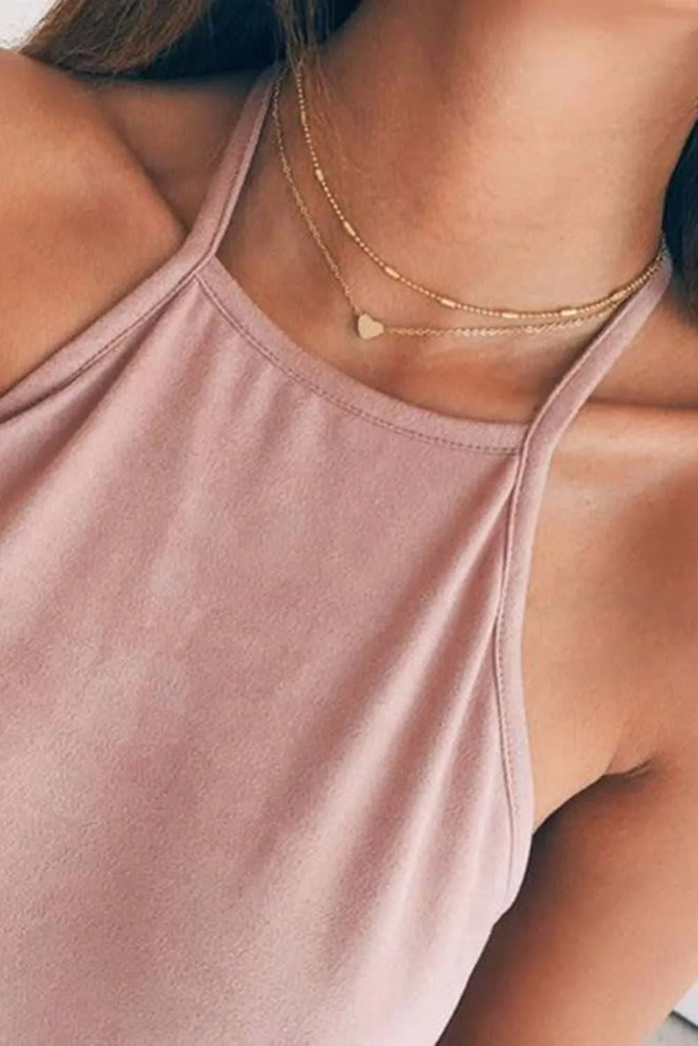 Heart Shaped Layered Chain Necklace