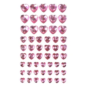 Heart Shaped Rhinestone Stickers, Assorted Sizes, 54-Count