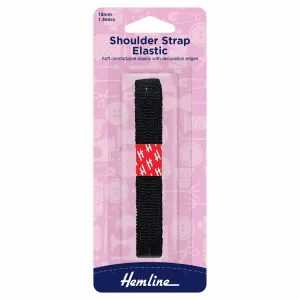 Hemline Elastic Shoulder Strap - 15mm - Black