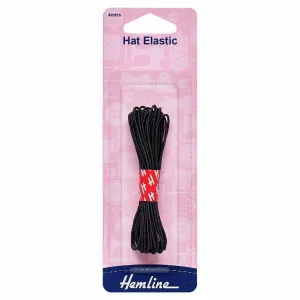 Hemline Hat Elastic - Black