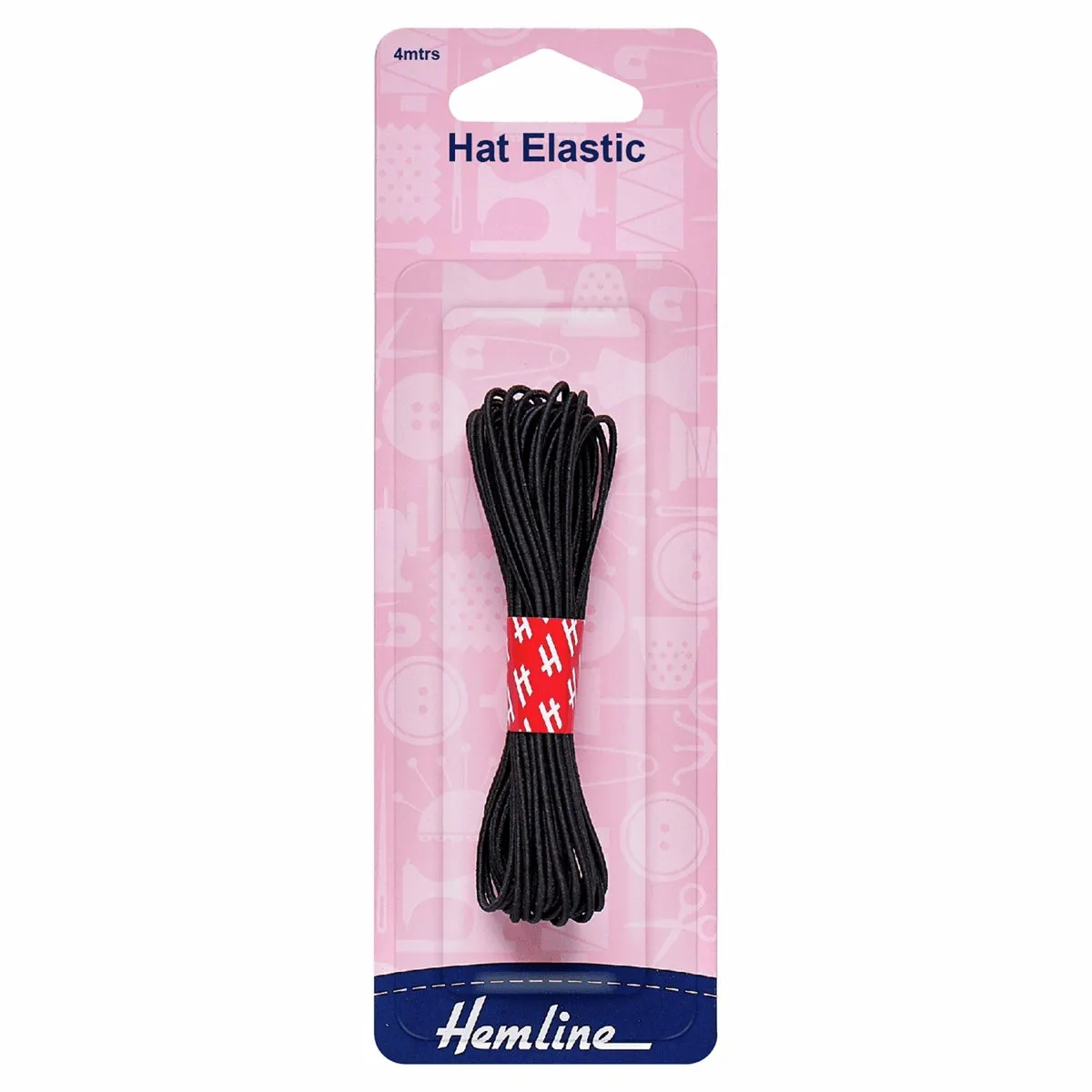 Hemline Hat Elastic - Black