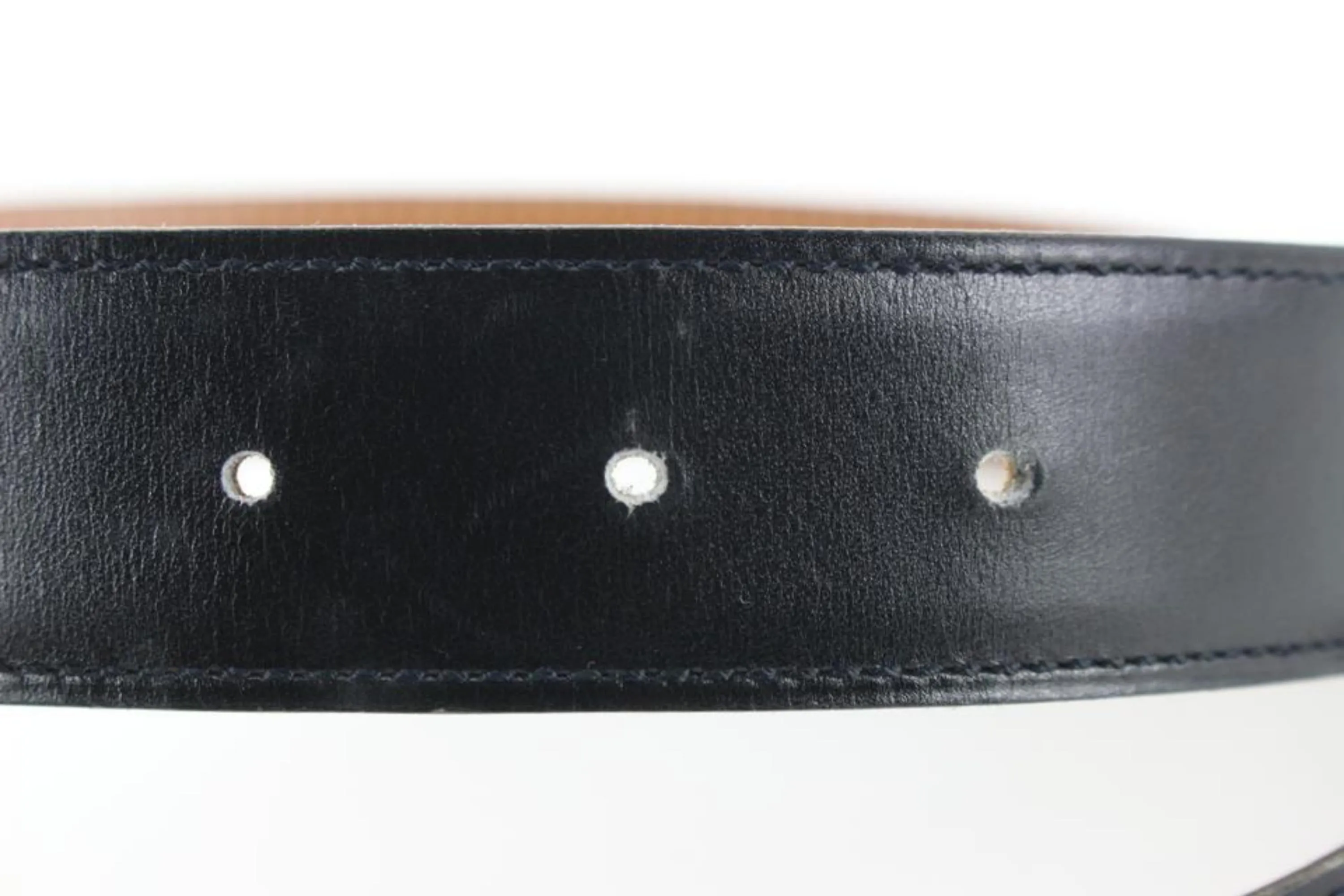 Hermès 32mm Black x Brown Reversible H Logo Belt Kit 93h719s