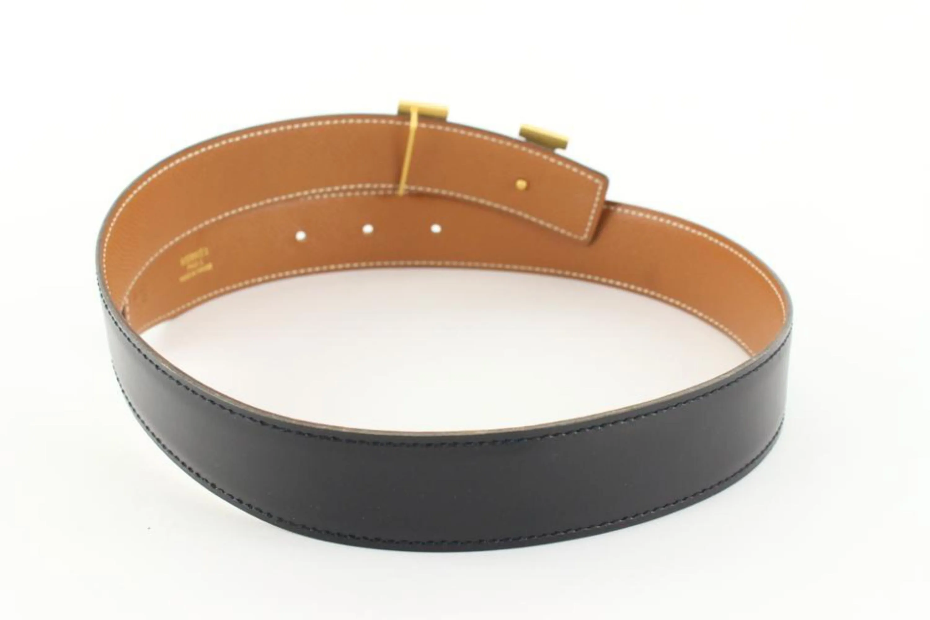 Hermès 32mm Black x Brown Reversible H Logo Belt Kit 93h719s