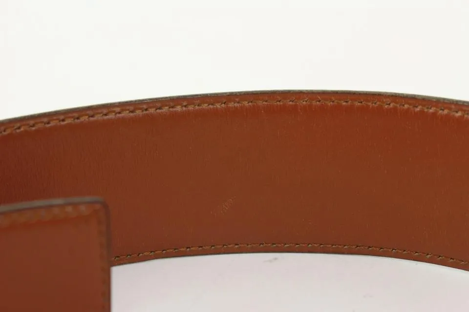 Hermès 42mm H Logo Belt Lit Burgundy x Gold 1020h53