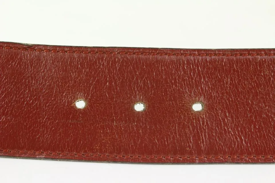 Hermès 42mm H Logo Belt Lit Burgundy x Gold 1020h53