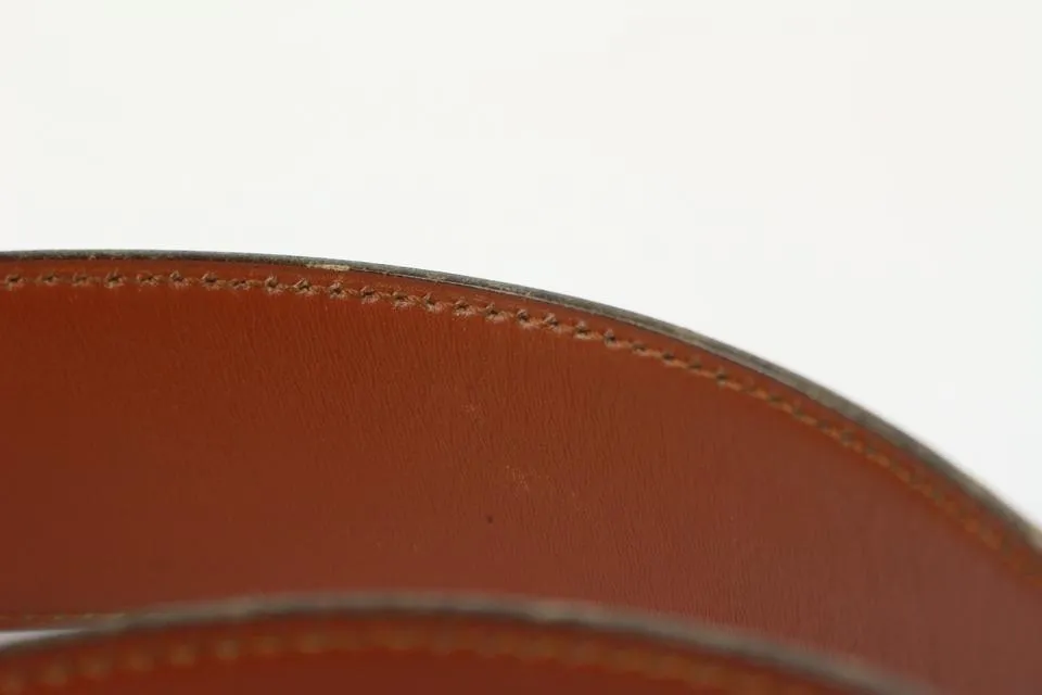 Hermès 42mm H Logo Belt Lit Burgundy x Gold 1020h53