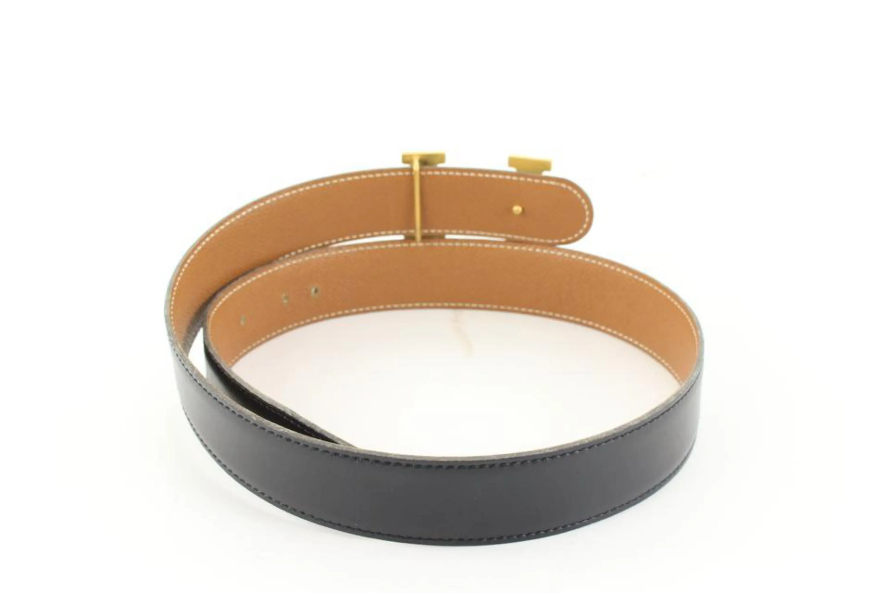 Hermès Black x Brown 32mm Reversible H Logo Belt Kit 84h615s
