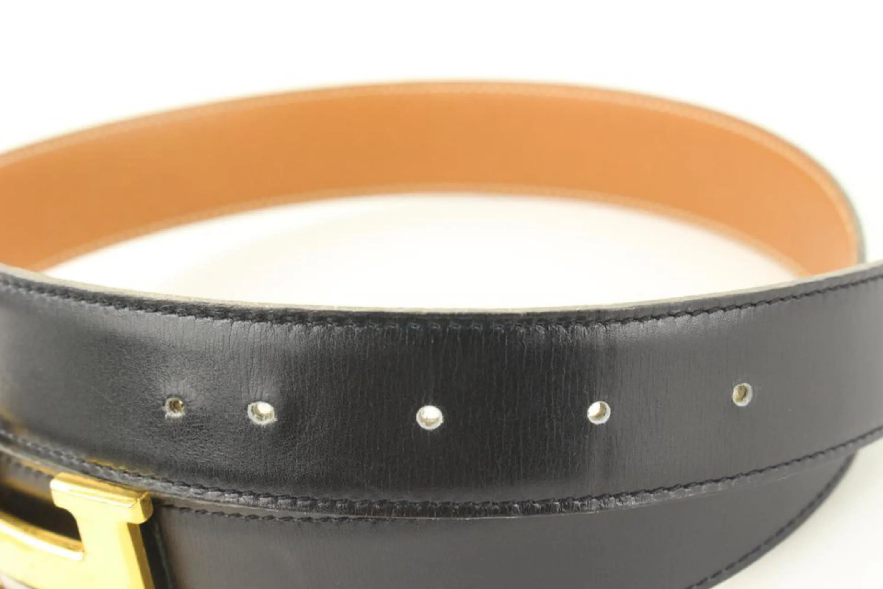 Hermès Black x Brown 32mm Reversible H Logo Belt Kit 84h615s