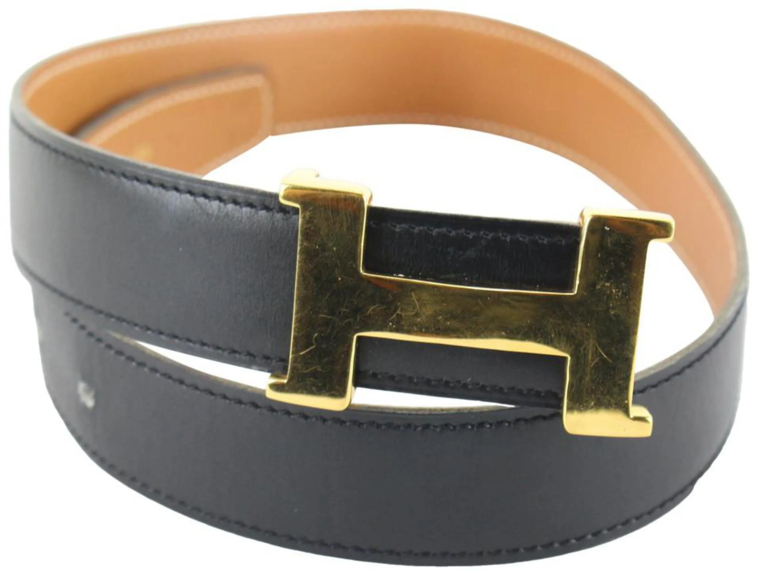 Hermès Reversible Black x Brown x Gold 24mm Constance H Logo Belt Kit 72h84s