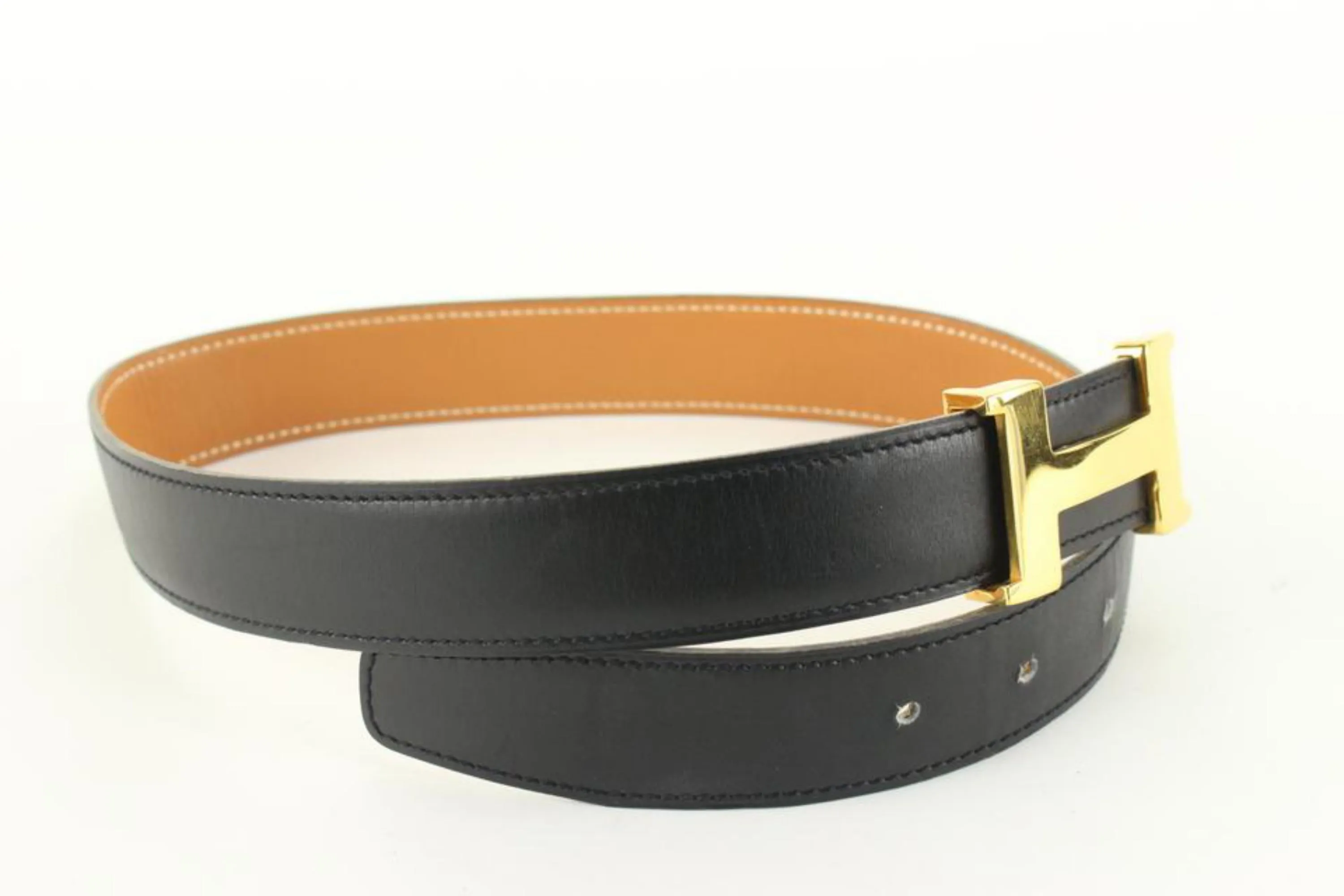Hermès Reversible Black x Brown x Gold 24mm Constance H Logo Belt Kit 72h84s