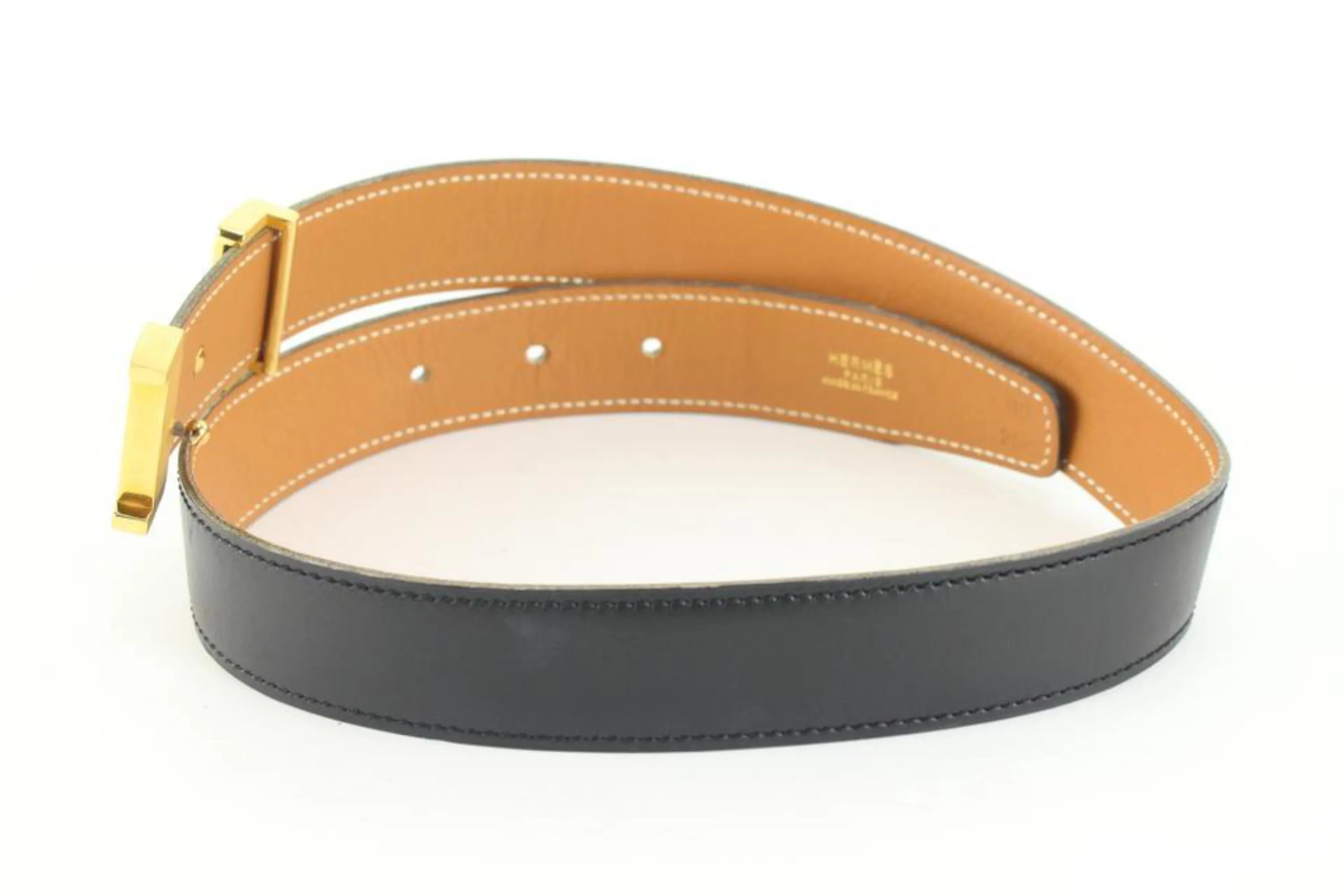 Hermès Reversible Black x Brown x Gold 24mm Constance H Logo Belt Kit 72h84s