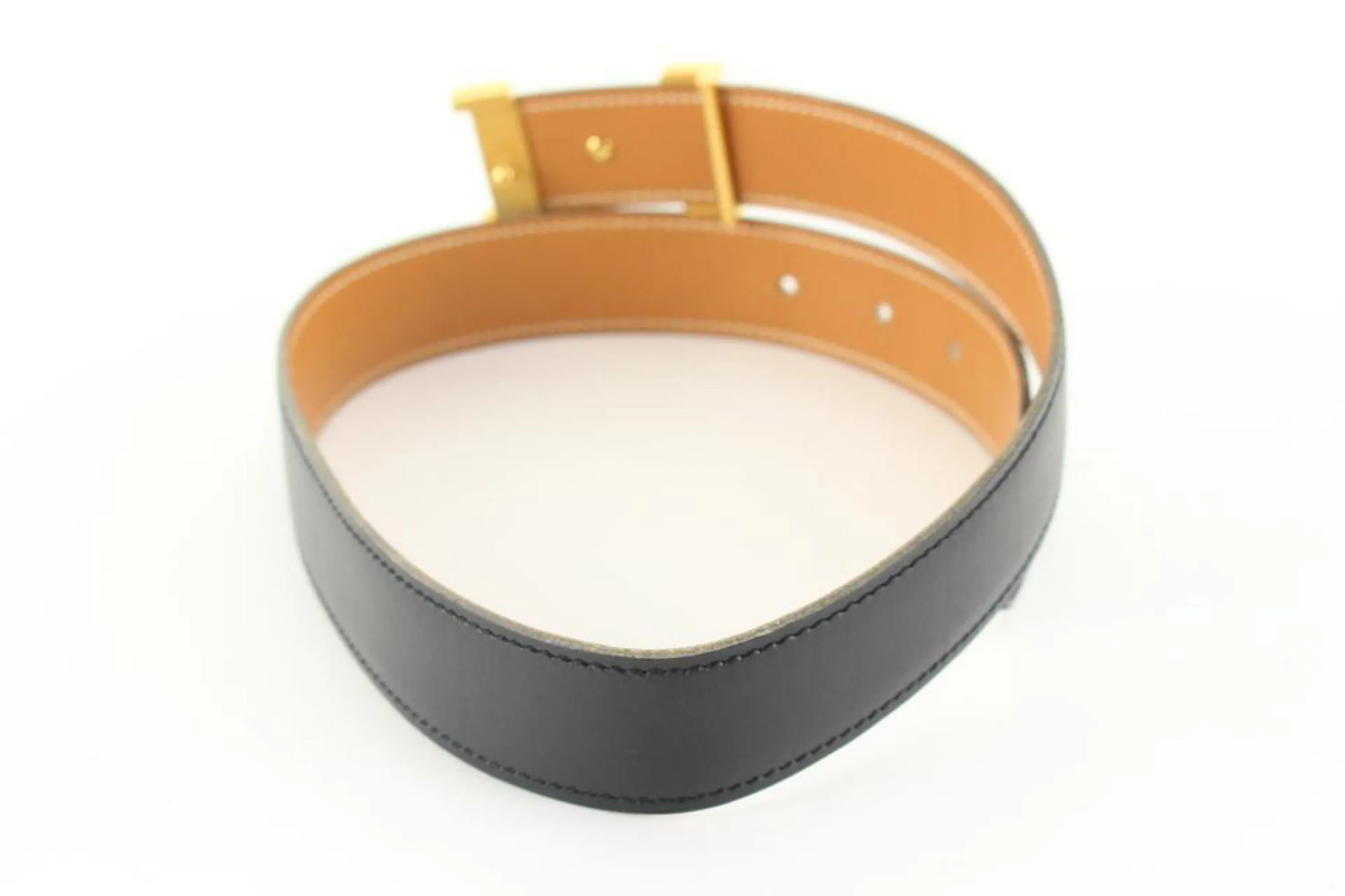 Hermès Reversible Black x Brown x Gold 24mm Constance H Logo Belt Kit 72h84s