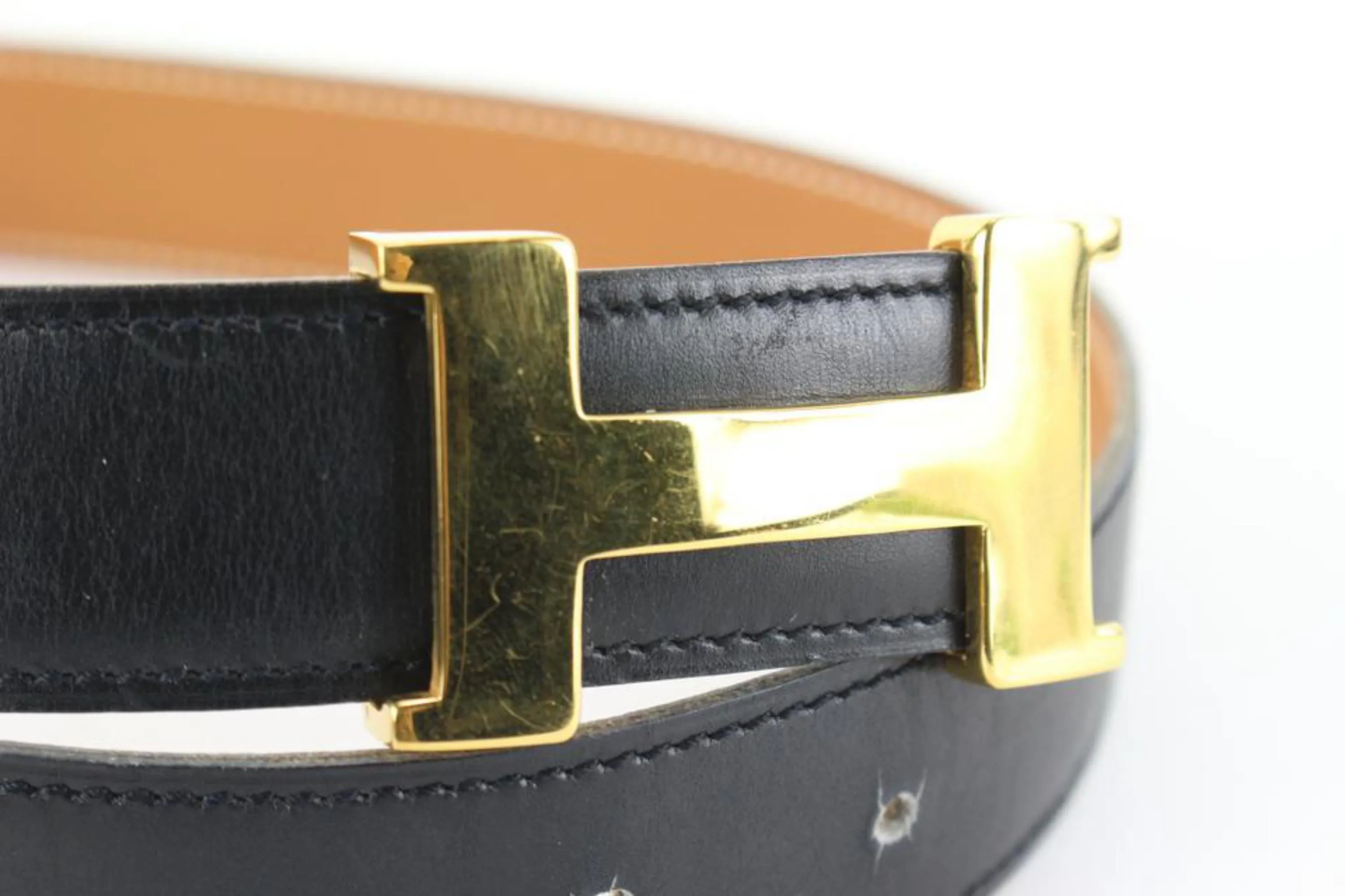 Hermès Reversible Black x Brown x Gold 24mm Constance H Logo Belt Kit 72h84s