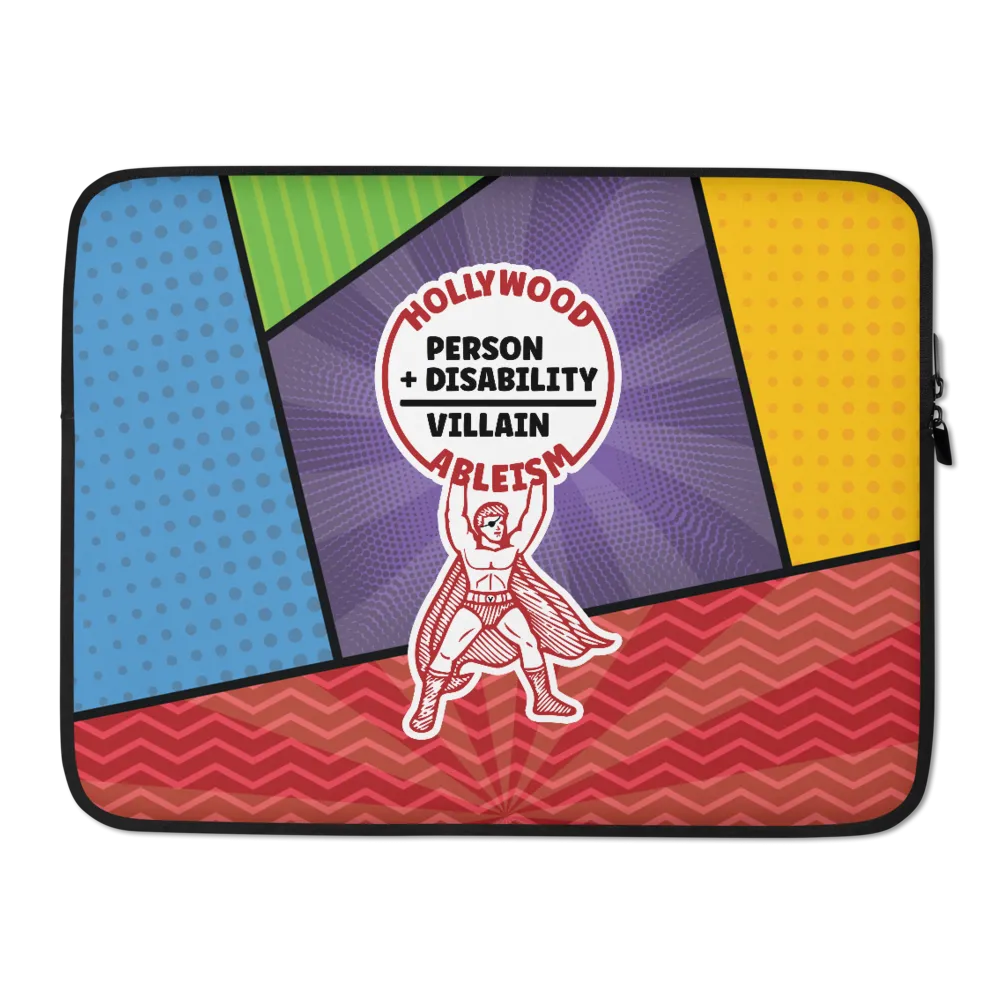 Hollywood Ableism: Person   Disability = Villain (Laptop Sleeve Comic Pattern)