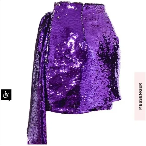 House of CB Katya Purple Sequin Draped Mini Skirt