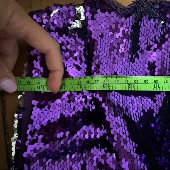 House of CB Katya Purple Sequin Draped Mini Skirt