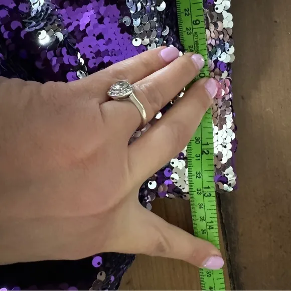 House of CB Katya Purple Sequin Draped Mini Skirt