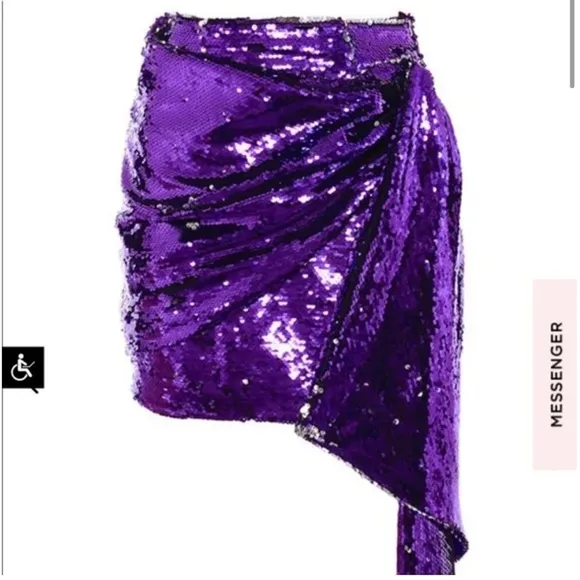 House of CB Katya Purple Sequin Draped Mini Skirt