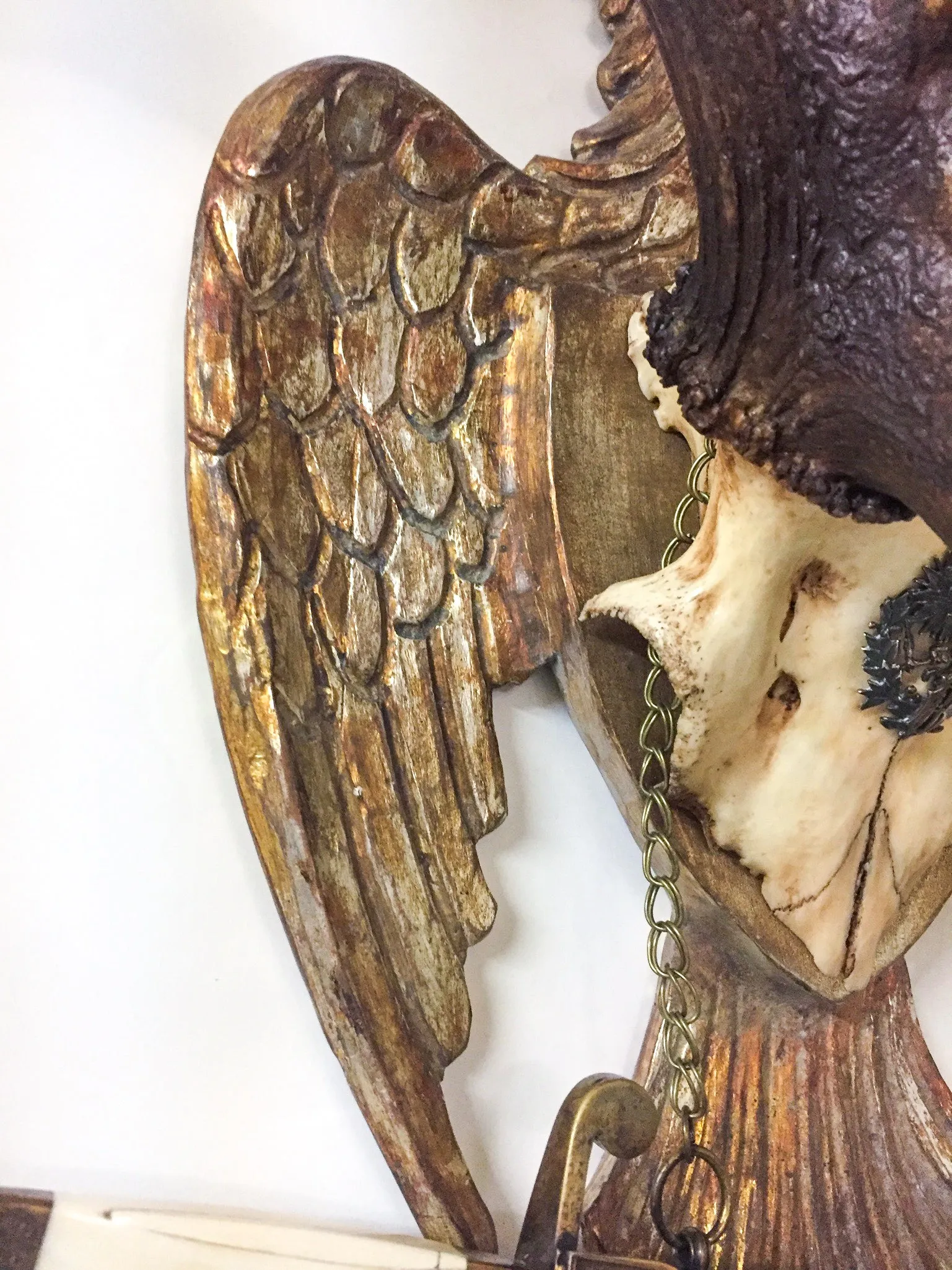 Imperial Russian Fallow Trophy on Hand Carved Gilt Plaque with Sword