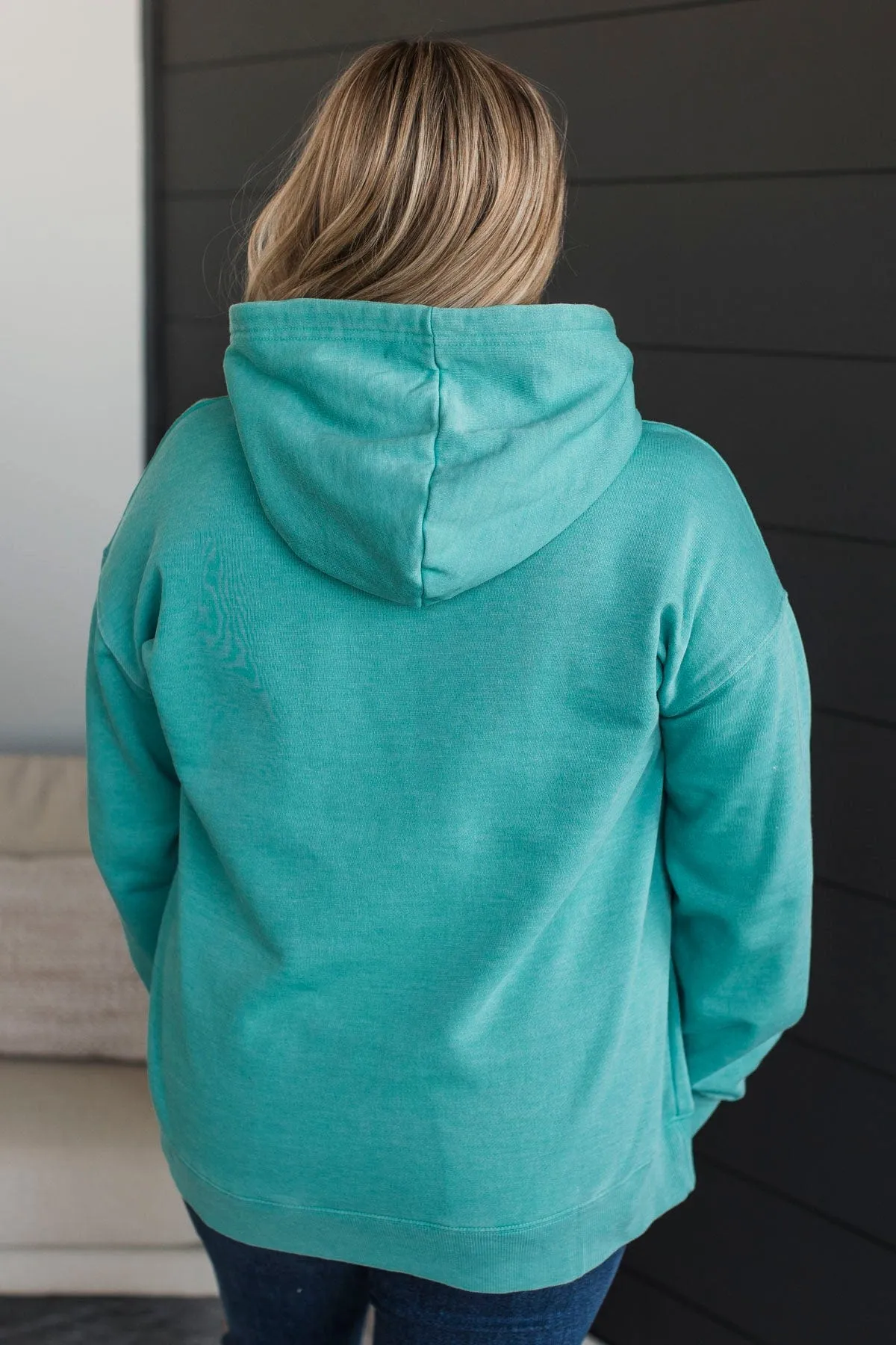 Incredible Devotion Drawstring Hoodie- Turquoise