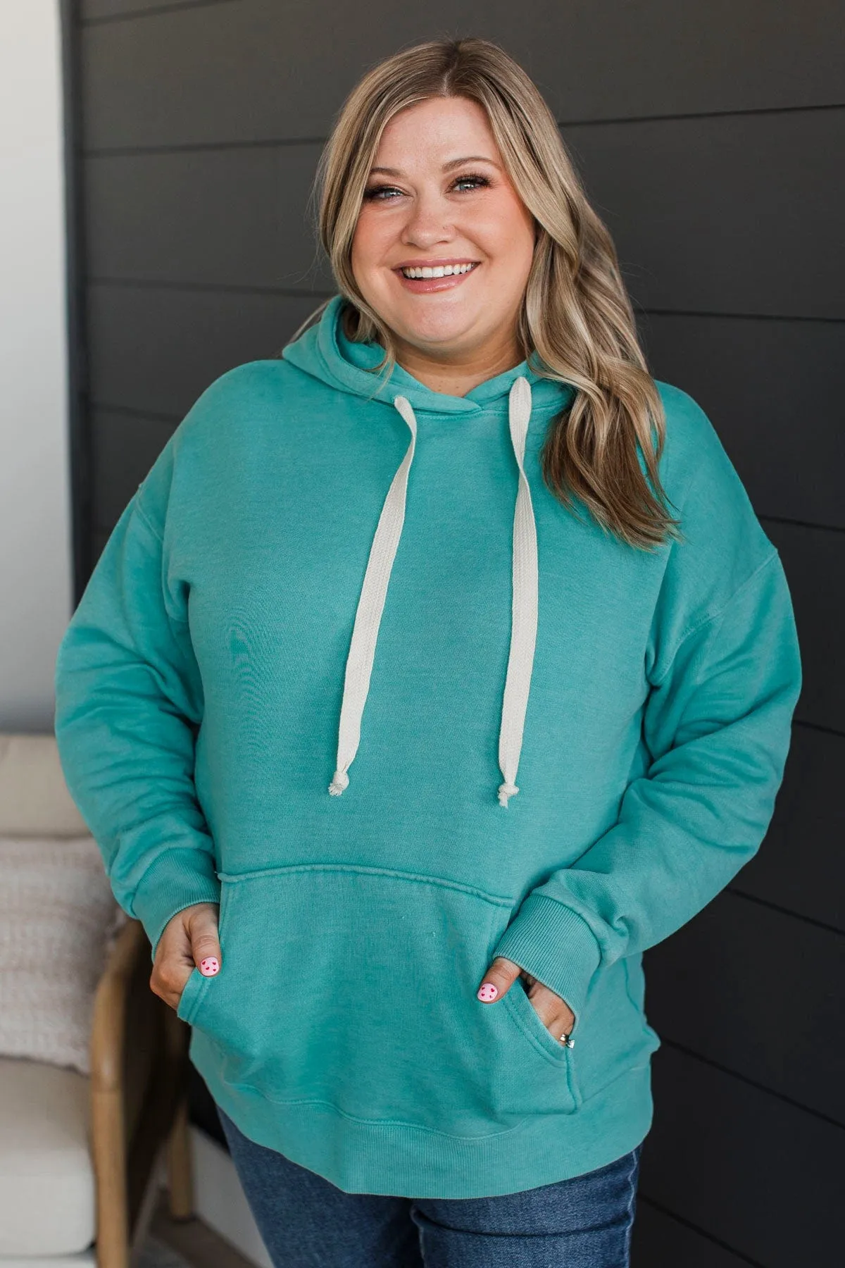 Incredible Devotion Drawstring Hoodie- Turquoise