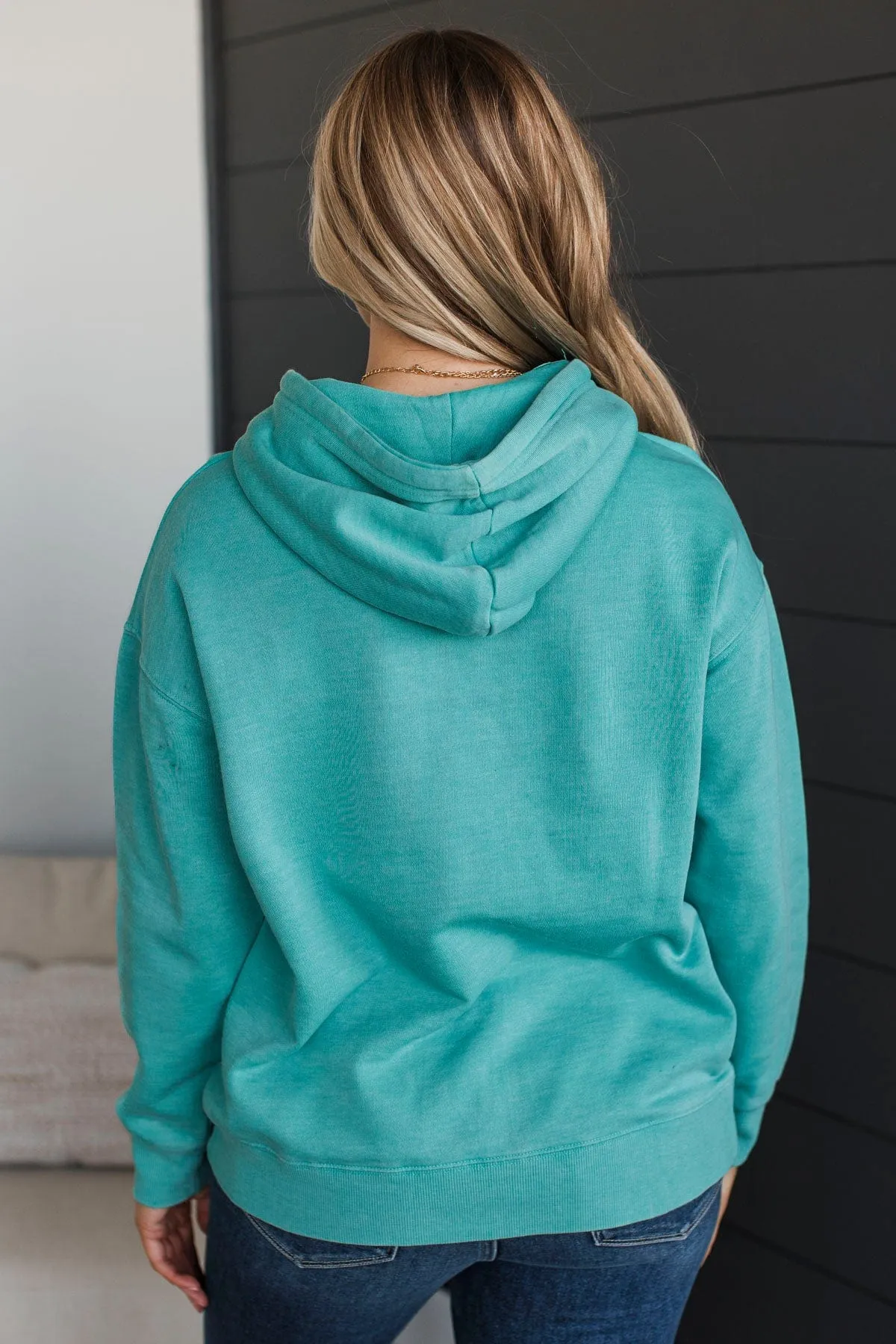 Incredible Devotion Drawstring Hoodie- Turquoise