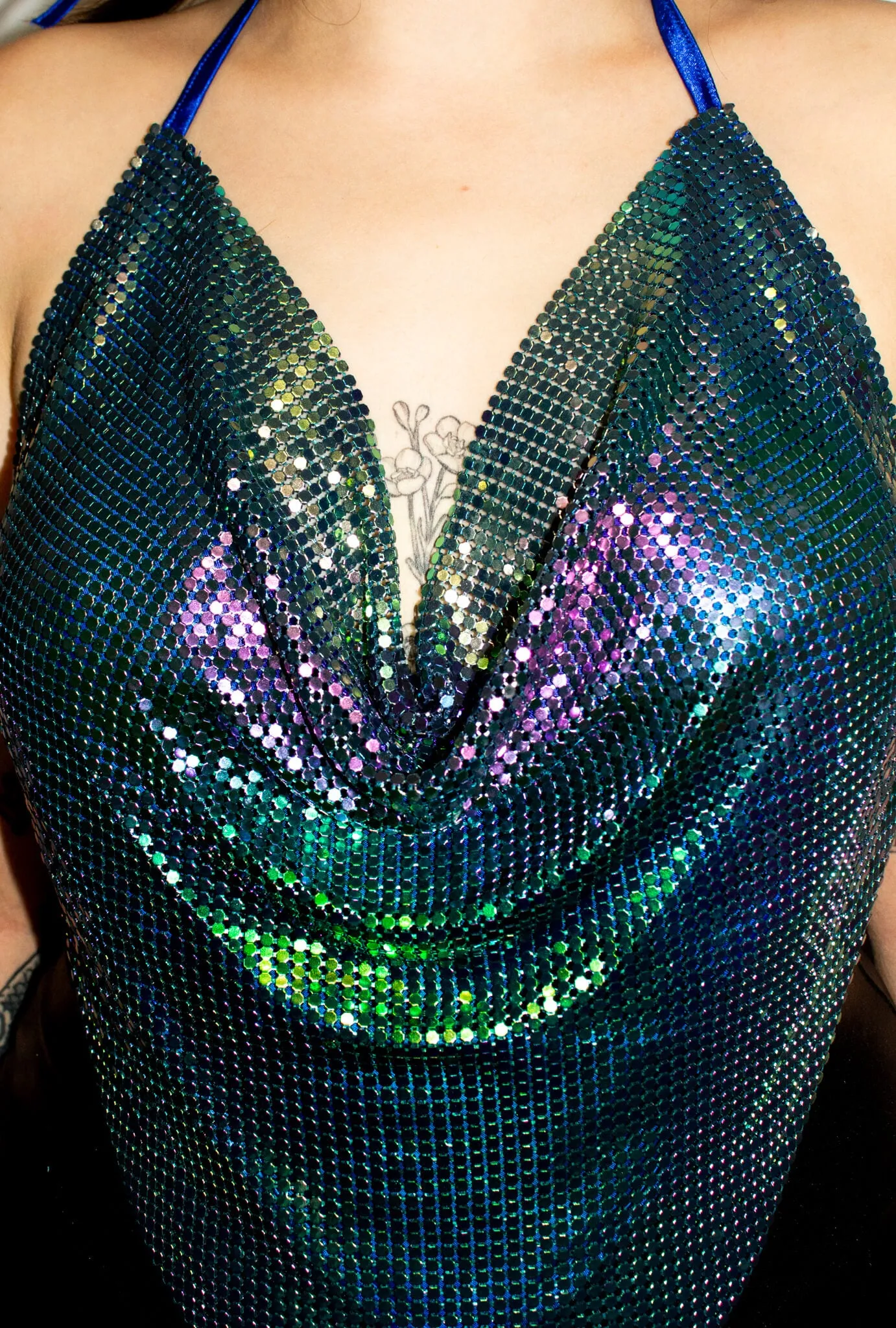 Iridescent Purple & Blue Metal Mesh Top