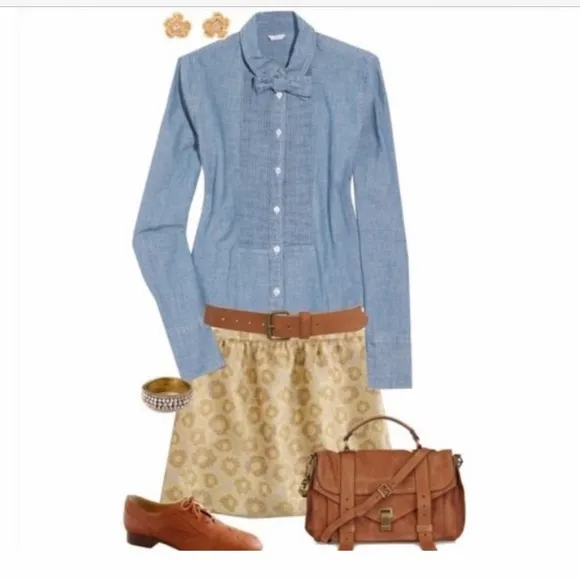 J Crew Gold Bracade Mini Skirt