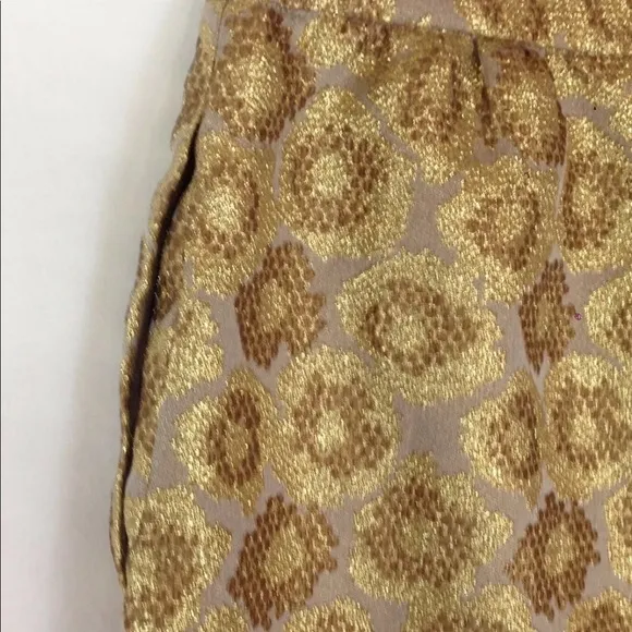 J Crew Gold Bracade Mini Skirt