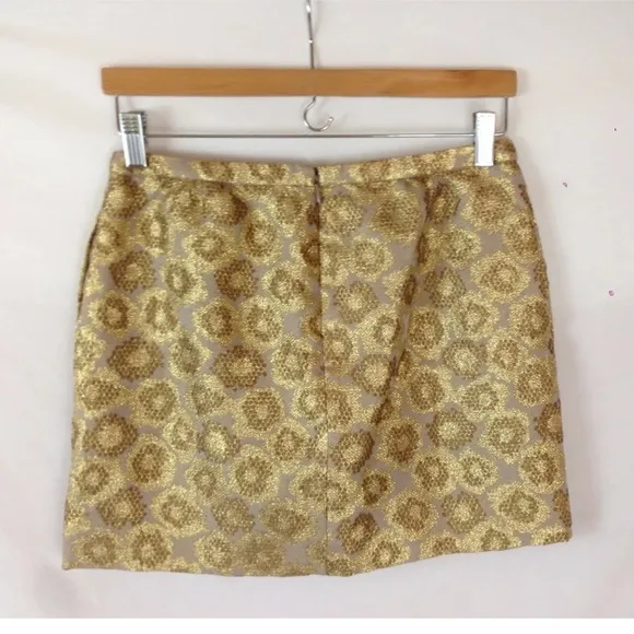 J Crew Gold Bracade Mini Skirt