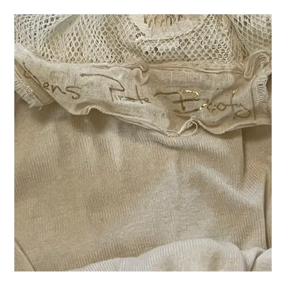 Jen’s Pirate Bootie Sheer Lace Mesh Off The Shoulder Dress in Cream Bride