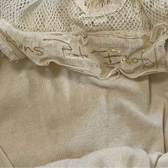 Jen’s Pirate Bootie Sheer Lace Mesh Off The Shoulder Dress in Cream Bride