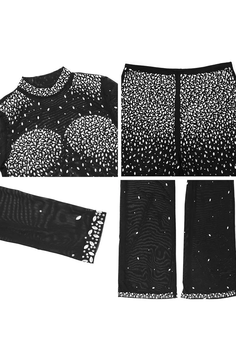 JK0116 Rhinestones Shirt and Pants Set