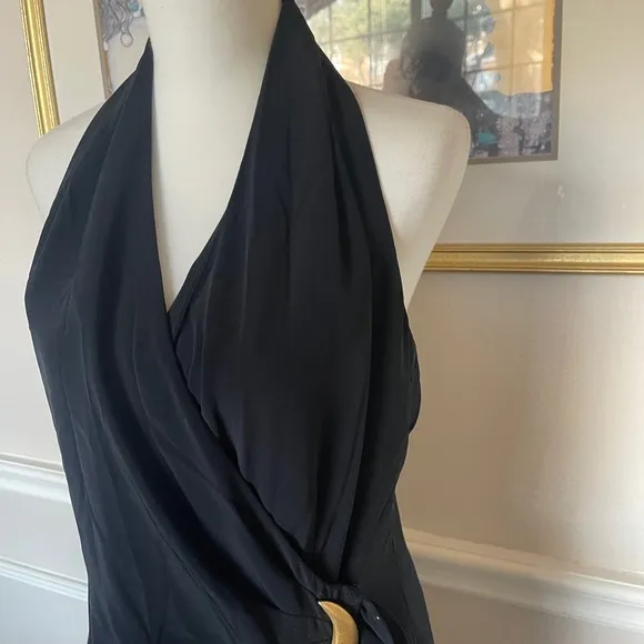 Jones New York Halter Wrap Dress | Evening Formal | Black | Womens 12