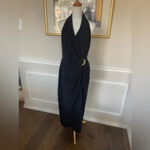 Jones New York Halter Wrap Dress | Evening Formal | Black | Womens 12