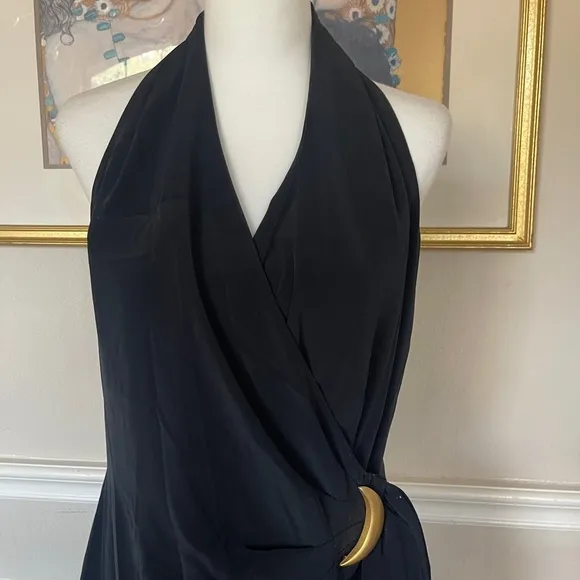 Jones New York Halter Wrap Dress | Evening Formal | Black | Womens 12