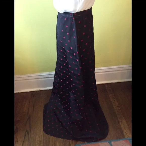 JS Collections NWT Black Dotted Maxi Skirt Size 8