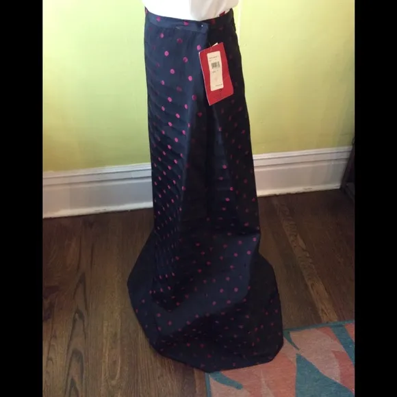 JS Collections NWT Black Dotted Maxi Skirt Size 8