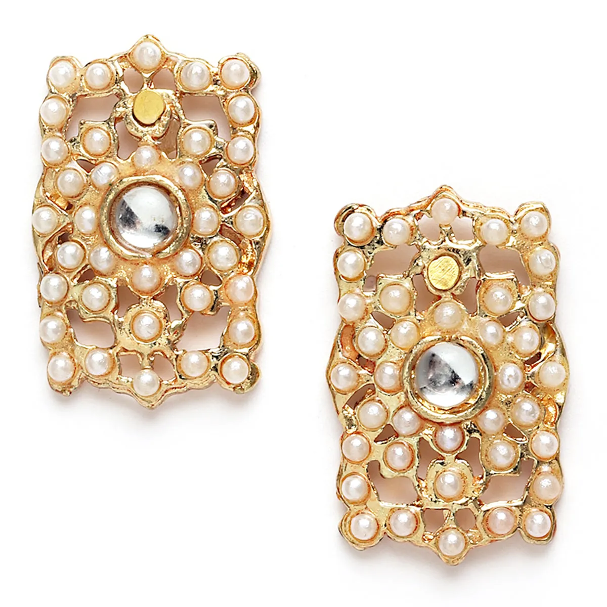 Karatcart Gold Plated Embellished Pearl Kundan Choker Necklace Setfor Women