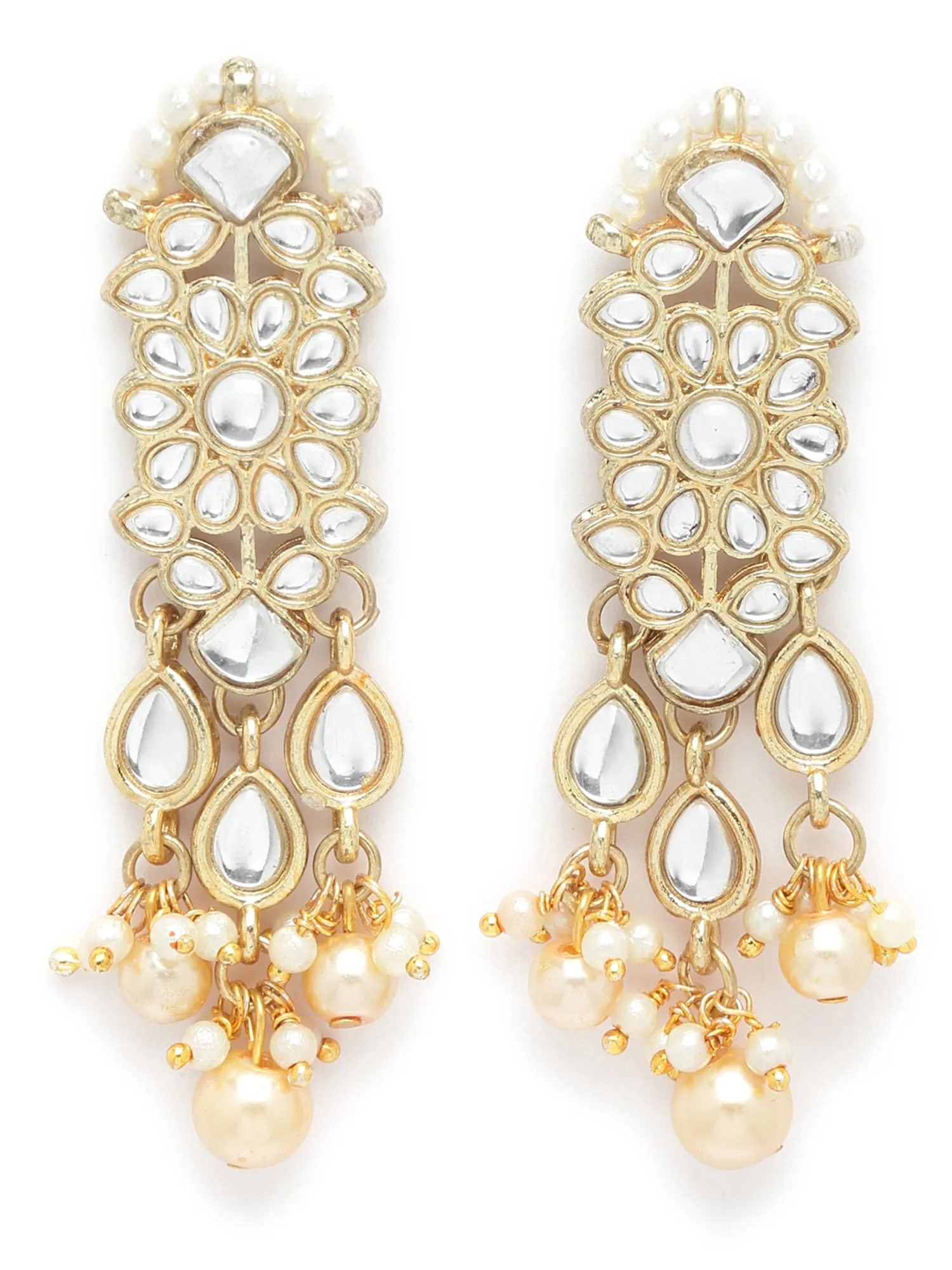 Karatcart Gold Plated Handcrafted Golden Pearl and Kundan Choker Necklace Set