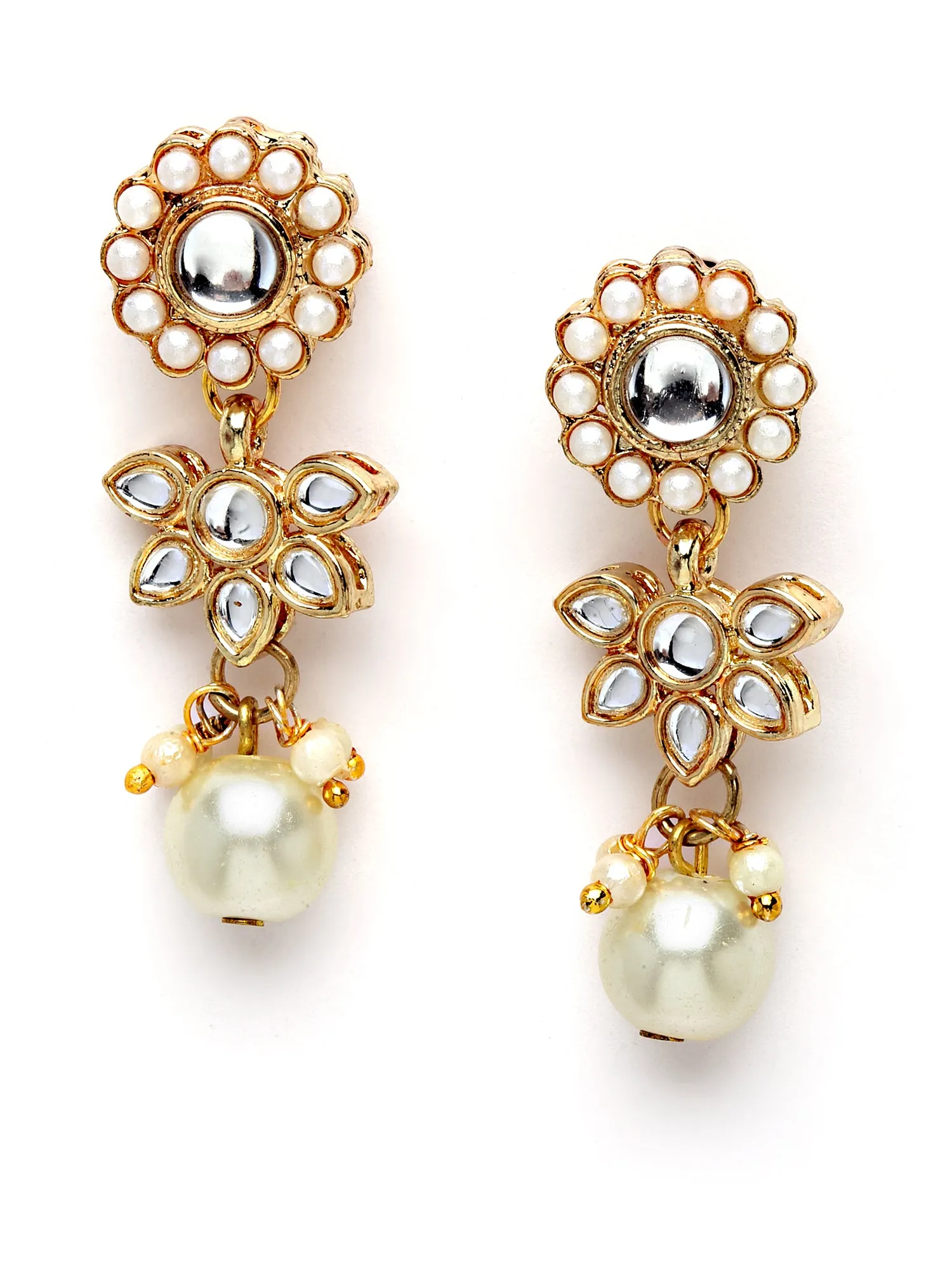 Karatcart Gold Plated Pearl and Kundan Studded Choker Necklace Set for Women