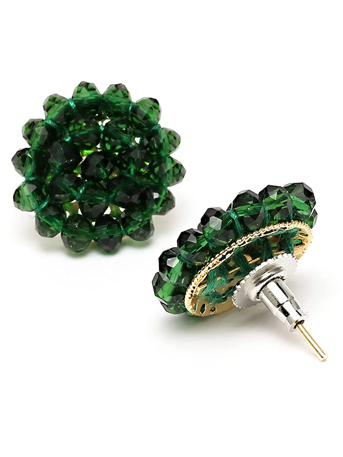 Karatcart Green Crystal Beaded Choker Necklace Setfor Women