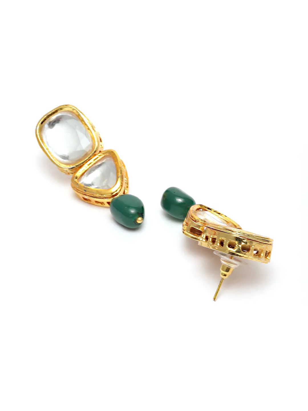 Karatcart Green Tumble Polki Choker Necklace Set for Women